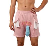 Duohropke Divertidos calzoncillos tipo bóxer para mujer y hombre, con diseño de elefante, ropa de dormir, ropa interior, unisex, divertida, tanga, ropa interior, pantalones cortos de pijama, Rosa