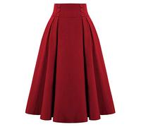 Duohropke Falda de mujer vintage elegante falda larga cintura alta acampanada falda plisada maxifalda casual midi falda plisada otoño invierno vintage faldas holgadas casuales falda fiesta falda de