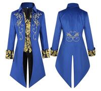 Duohropke Frack Steampunk - Abrigo de esmoquin medieval para hombre, chaqueta de príncipe victoriano, falda gótica, disfraz de pirata victoriano, disfraz de vampiro, cosplay, renacentista, uniforme