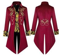 Duohropke Frack Steampunk - Abrigo de esmoquin medieval para hombre, chaqueta de príncipe victoriano, falda gótica, disfraz de pirata victoriano, disfraz de vampiro, cosplay, renacentista, uniforme