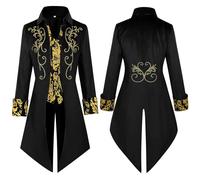 Duohropke Frack Steampunk - Abrigo de esmoquin medieval para hombre, chaqueta de príncipe victoriano, falda gótica, disfraz de pirata victoriano, disfraz de vampiro, cosplay, renacentista, uniforme