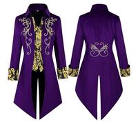 Duohropke Frack Steampunk - Abrigo de esmoquin medieval para hombre, chaqueta de príncipe victoriano, falda gótica, disfraz de pirata victoriano, disfraz de vampiro, cosplay, renacentista, uniforme
