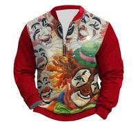 Duohropke Jersey de carnaval para hombre, suéter de punto Viking Tattoo Sudadera con media cremallera sin capucha Mitología Nórdica Gótico Vintage Cálido Jersey de trabajo Biker Camiseta de manga