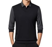Duohropke Jersey para hombre sin mangas de negocios West Slim Fit Chaleco de punto con cuello en V Jersey clásico suéter otoño invierno cálido suéter suave tops camisa de punto, Negro , 3XL