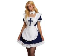 Duohropke Maid Outfit Damen Halloween Kostüm Prinzessin Puppenkragen Dienstmädchen Kleid mit Kopfschmuck Sexy Anime Uniform Gothic Steampunk Minikeid Rolensspiel Cosplay Kleider Karneval Kostüm