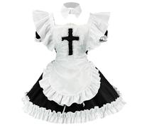 Duohropke Maid Outfit Damen Halloween Kostüm Prinzessin Puppenkragen Dienstmädchen Kleid mit Kopfschmuck Sexy Anime Uniform Gothic Steampunk Minikeid Rolensspiel Cosplay Kleider Karneval Kostüm