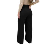 Duohropke Marlenehose Damen Elegant Sommerhose Weites Bein Schlupfhose Baggy Chino Hose High Waist Freizeithose Business Hosen Lang Relaxhose Frühling Damenhose weit Stoffhose mit Knöpfen, Negro , XS