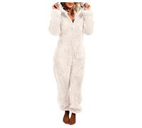 Duohropke Mono de forro polar para mujer, mono de una pieza, pijama de invierno, de forro polar, mono de una pieza, cómodo y cálido, traje de cuerpo entero, mono cálido, ropa de dormir para mujer