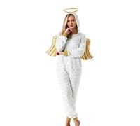 Duohropke Mono de Navidad para mujer, diseño de rayas navideñas, impresión digital, manga larga, para carnaval, disfraz de una pieza, disfraz de una pieza, disfraz de escenario navideño, talla única