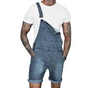 Duohropke Mono vaquero para hombre de verano, peto corto para hombre, peto, pantalones cortos, peto, mono, tirantes, pantalones vaqueros, pantalones, monos de mezclilla, azul claro, S