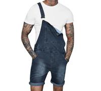 Duohropke Mono vaquero para hombre de verano, peto corto para hombre, peto, pantalones cortos, peto, mono, tirantes, pantalones vaqueros, pantalones, monos de mezclilla, Azul oscuro., M