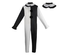 Duohropke Movie Killer Terrifier Payaso Negro Blanco Mono Cosplay Disfraz Carnaval Fiesta Disfraz para Hombre Payaso Mono Halloween Fiesta Carnaval Juego de Traje de Horror