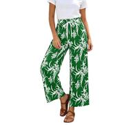 Duohropke Palazzo - Pantalones para mujer, diseño floral, cintura alta, pantalones de ocio, pantalones de tela, elegantes pantalones de verano, modernos, holgados, ligeros, de playa, yoga, pantalones