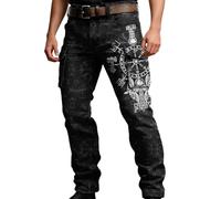 Duohropke Pantalones cargo de mitología nórdica impresos en 3D para hombre, pantalones deportivos vikingos, retro, tatuaje, nudo celta, cosplay, cuervo, walhall, medieval, pantalones de trabajo