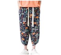 Duohropke Pantalones harén para hombre, pantalones bombachos de moda, estampados, hippie, monocolor, pantalones de Aladino, pantalones sueltos, pantalones de deporte, ropa de calle, pantalones con