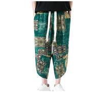 Duohropke Pantalones harén para hombre, pantalones bombachos de moda, estampados, hippie, monocolor, pantalones de Aladino, pantalones sueltos, pantalones de deporte, ropa de calle, pantalones con