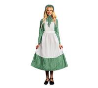 Duohropke Pioneer - Vestido de mujer con estilo histórico americano, modesto, estilo colonial, falda bávara, vestido de guerra civil, para graduación, cóctel, Navidad, Halloween, verde menta, M