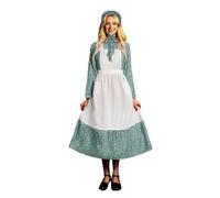 Duohropke Pioneer - Vestido de mujer con estilo histórico americano, modesto, estilo colonial, falda bávara, vestido de guerra civil, para graduación, cóctel, Navidad, Halloween, verde, M