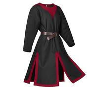 Duohropke Ropa medieval para hombre, disfraz de caballero medieval, disfraz de caballero templario, cruzado, túnica vikinga, templo, carnaval, cosplay, falda de arma