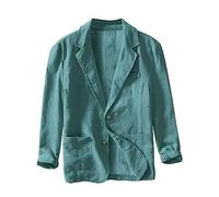 Duohropke Sakko Blazer de lino para hombre, chaqueta de traje de ocio con dos botones, abrigos deportivos ligeros de manga larga, camisa de verano, camisa de lino, chaqueta de traje, monocolor