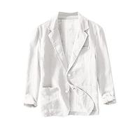 Duohropke Sakko Blazer de lino para hombre, chaqueta de traje de ocio con dos botones, abrigos deportivos ligeros de manga larga, camisa de verano, camisa de lino, chaqueta de traje, monocolor