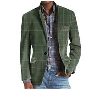 Duohropke Sakko Blazer Vintage a cuadros 2024 Regular Fit Casual Modern Sakkos Rayas Hombres Suit Jacket Traje Chaqueta de Traje para Boda, Fiesta, Finalización de Negocios, Verde militar, 3XL