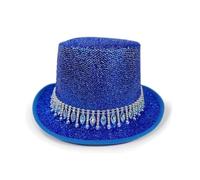 Duohropke Sombrero de cilindro de lentejuelas para hombre y mujer, sombrero de lentejuelas, sombrero de lentejuelas con diamantes de imitación, sombrero de fiesta de los años 20, sombrero de cilindro