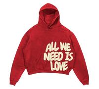 Duohropke Sudadera con capucha para hombre All We Need is Love Letter Print Hoody Langarm Sweatshirts mit Kapuze Hip Hop Oversized Streetwear Y2k Clothes Otoño Invierno Hoodie Sweatjacke, Vino, S