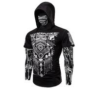 Duohropke Sudadera con capucha para hombre Cyberpunk Ninja con máscara, manga larga, ajustada, para deporte, sudadera con capucha, disfraz de Halloween, calavera, camiseta con capucha para
