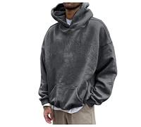 Duohropke Sudadera con capucha para hombre Oversize Vintage Estampado Manga Larga Suéter para Hombres Básicos Deportes Sudaderas con Capucha Casual Otoño Invierno Suéter Tops Blouse Outwear, GY2.,