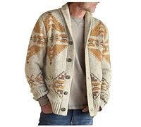 Duohropke - Sudadera de lana gruesa para hombre, con cuello alto, manga larga, chaqueta de trabajo, con capucha, de punto grueso, chaqueta de punto, abrigo, suéter con capucha, caqui, L