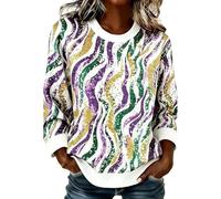 Duohropke Sudadera para mujer, cuello redondo, manga larga, divertida, para carnaval, estampado, fiesta, disfraces, cálido, exterior, manga larga, camiseta de ocio, básica, cómoda, disfraz de carnaval