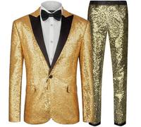Duohropke - Traje de hombre con lentejuelas y brillo, 2 piezas, para fiesta, graduación, ajuste slim, chaqueta, pantalón, chaleco, conjunto casual, de negocios, blazer británico, abrigo, camisas