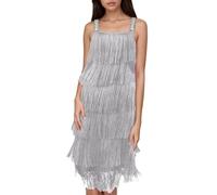 Duohropke Vestido de fiesta para mujer con flecos, vestido de noche, líneas A, vestido largo, vestido sexy con hombros inclinados, vestido de flecos, elegante, vestido de cóctel, vestido de baile