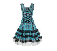 Duohropke Vestido gótico para mujer, steampunk, vestido de línea A, cintura alta, vestido de fiesta, sin mangas, renacimiento, vestido medieval, retro, cosplay, Halloween, vestido hasta la rodilla