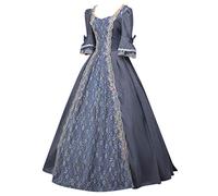 Duohropke - Vestido largo de mujer, disponible en tallas grandes, estilo gótico/victoriano/medieval/renacentista, vintage, mangas acampanadas, de princesa, para Halloween, Carnaval, cosplay, gris., L