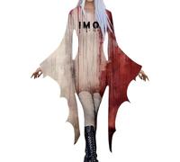 Duohropke Vestidos de Halloween para mujer, vestido gótico con estampado sangriento, túnica, vestido de cóctel, horror, salpicaduras de sangre, cosplay, ropa medieval, minikeid carnaval vestido de