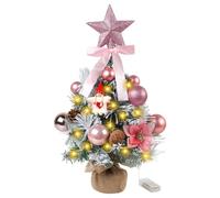 DUOJIN Árbol de Navidad Flocado con luz LED, 45 cm Mini árbol de Navidad Flocado pequeño árbol de Navidad Color Rosa Decoración de Navidad Suministros de Bricolaje para Mesa y Oficina