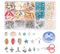 DUOJIN - Kit de cuentas de bricolaje, de concha turquesa, caracola, para pulsera ajustable, de pie, pendientes bohemios artesanales, collar de playa, abalorio, de tobillo, para niña, manualidades