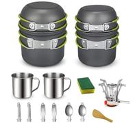 DUOJIN Kit de Utensilios de Cocina Camping Utensilios de Cocina para Acampar para 1-2 Personas Camping Cookware Outdoor Juego de Utensilios de Cocina para Viaje, Excursión, Senderismo, BBQ, Picnic