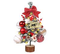 DUOJIN Mini Árbol de Navidad Artificial, Árboles de Navidad Artificiales de 45cm, Mini Árbol de Navidad con Iluminación LED, Mini Árbol con Luces LED y Adornos, Decoración para Mesa, Escritorio, Hogar