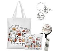 DUOJINSANXI Bolsa de terapia ocupacional, juego de 4 piezas que se puede regalar a un profesional médico, incluye una bolsa de mano, bolsa de maquillaje, llavero y soporte para insignias para mostrar