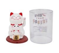 Duokon Adorno Solar de Gato de la Fortuna Que Agita la Mano con Panel de Luz Incorporado para Decoración del Hogar, Escritorio, Salpicadero de Coche (White)