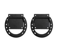 Duokon Anillos de Atar para Caballos, Juego de 2, Acero Sólido Negro, Forma de Herradura, Fijaciones para Caballos, Suministros de Establo, Montaje en Pared con 8 Tornillos de Expansión