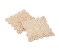 Duokon Apliques de Madera para el hogar 4 Piezas Hermoso patrón de Flores Apliques tallados en Madera Muebles Accesorios de decoración de Puertas de jardín