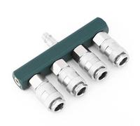 Duokon Conector Rápido de 4 Vías, Acoplador de Manguera de Aire de Latón, Conector Rápido NPT de 1 4 Pulgadas, Distribución de Aire de Puertos, Diseño Roscado Pulido, para Herramientas Neumáticas,