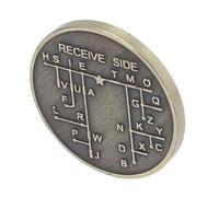 Duokon CW Moneda de Código Morse Moneda de Lenguaje de Cifrado de Cobre Galvanizado 30x30x3 Mm con Herramienta de Aprendizaje del Alfabeto de Código Morse para Principiantes de