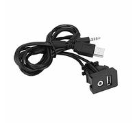 Duokon Instalación empotrada a ras de barco de coche Soporte de expansión AUX de 3,5 mm Puerto USB Cable de extensión con panel de montaje de plomo