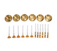Duokon Juego de Cuencos Dorados para Mezclar, Cuenco para Máscara y Kit de Cepillo de Acero Inoxidable con 6 Cuencos, 12 Cepillos, Aplicadores de Cabeza Plana y en Forma de Abanico para Spa, Uso