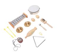 Duokon Juego de Instrumentos Musicales Kit de Percusión de Madera con Xilófono, Pandereta y Kalimba, Juguete de Aprendizaje de Ritmo de 8 Piezas para Educación Temprana, Juego Familiar en el Aula